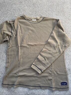 Life Is Good Men's Waffle Thermal in Tan/Olive Green with Contrast Stitching